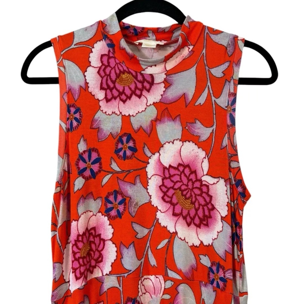 Anthropologie Maeve Cleary Dress Red Floral Mock Neck Knit Medium M Casual Work - Picture 3 of 5